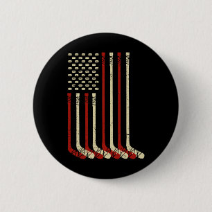 Badge Rond 5 Cm Drapeau Usa Vintage Hockey Sur Glace - Drôle Hocke