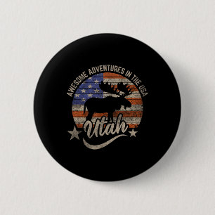Badge Rond 5 Cm Drapeau Utah Usa Salt Lake City Randonnée Camping