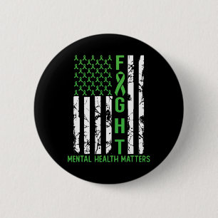 Badge Rond 5 Cm Drapeau vert américain Problèmes de santé mentale