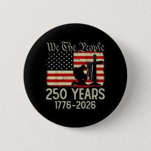 Badge Rond 5 Cm Drapeau Vintage 250 Ans Américain 1776 2026 250ème