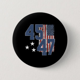 Badge Rond 5 Cm Drapeau Vintage américain du président Trump 45 47