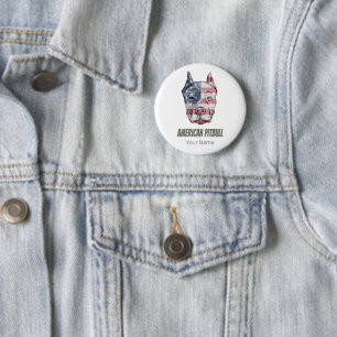 Badge Rond 5 Cm Drapeau Vintage américain Pitbull Terrier Bully Ch