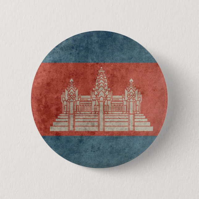 Badge Rond 5 Cm Drapeau vintage du Cambodge (Devant)