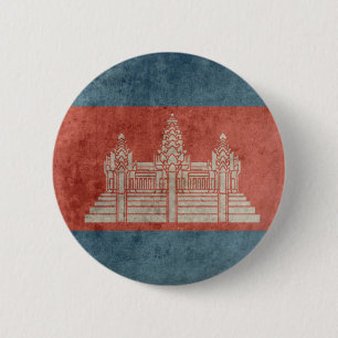 Badge Rond 5 Cm Drapeau vintage du Cambodge