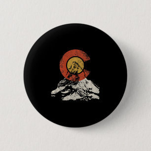 Badge Rond 5 Cm Drapeau vintage du Colorado Montagne Coucher de so