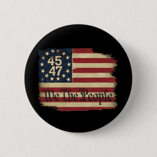 Badge Rond 5 Cm Drapeau vintage en détresse We The People Trump 45