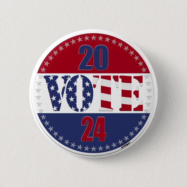 Badge Rond 5 Cm Drapeau VOTE USA 2024 (Devant)