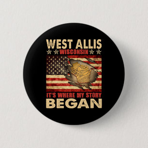 Badge Rond 5 Cm Drapeau West Allis Wisconsin Usa 4 juillet
