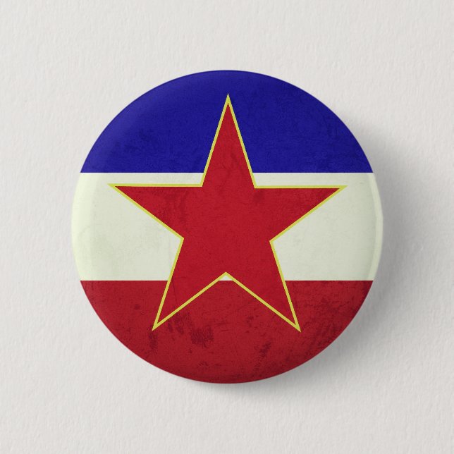 Badge Rond 5 Cm Drapeau Yougoslavie (Devant)