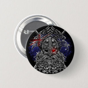 Badge Rond 5 Cm Drapeaux australiens mythologie viking épées corbe