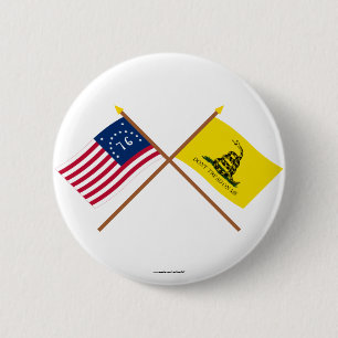 Badge Rond 5 Cm Drapeaux croisés de Bennington et de Gadsden
