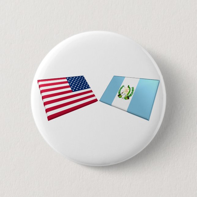 Badge Rond 5 Cm Drapeaux des USA et du Guatemala (Devant)