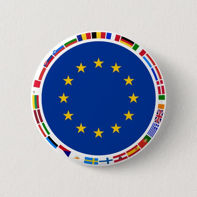 Badge Rond 5 Cm Drapeaux d'Union européenne (Devant)