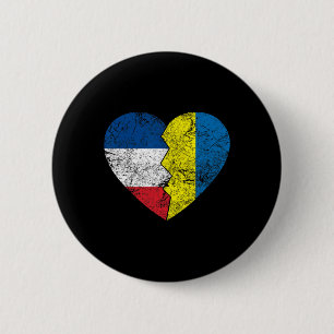Badge Rond 5 Cm Drapeaux français ukrainiens Cœur France Ukraine R