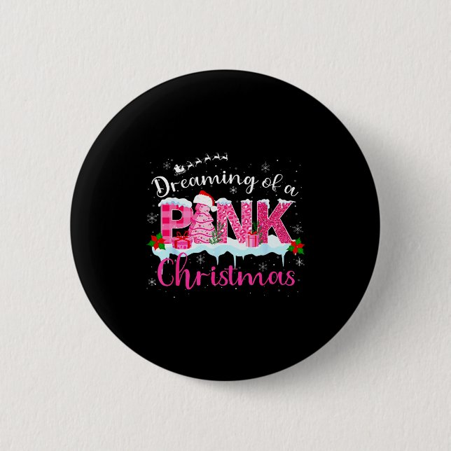 Badge Rond 5 Cm Dreaming Of A Nk Christmas Tree Cakes Santa Hat Xm (Devant)