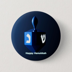 Badge Rond 5 Cm Dreidel bleu brillant