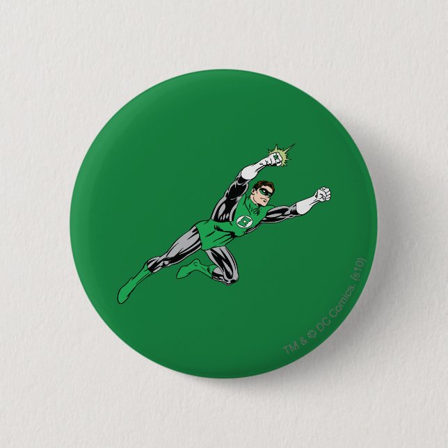 Badge Rond 5 Cm Droite verte de mouche de lanterne (Devant)