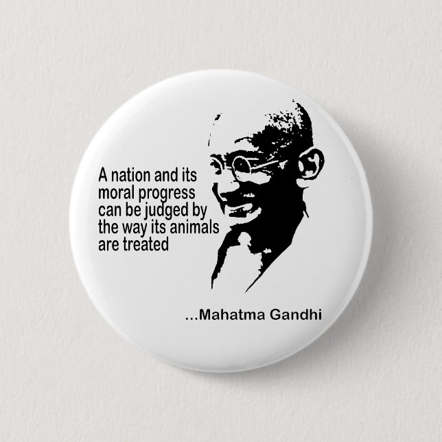 Badge Rond 5 Cm Droits des animaux de Mahatma Gandhi (Devant)