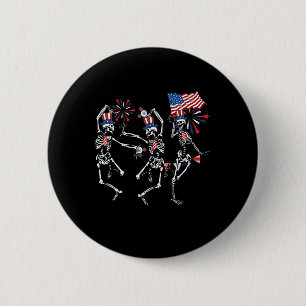 Badge Rond 5 Cm Drôle 4 juillet Danser Squelette Retro Patriotique