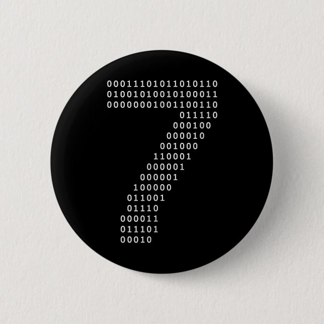 Badge Rond 5 Cm Drôle 67 Mème Code Binaire Tech Geek Numérique Six (Devant)