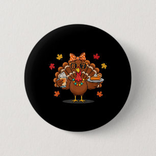 Badge Rond 5 Cm Drôle 67 Meme d'Action de Grâce de dinde avec tart