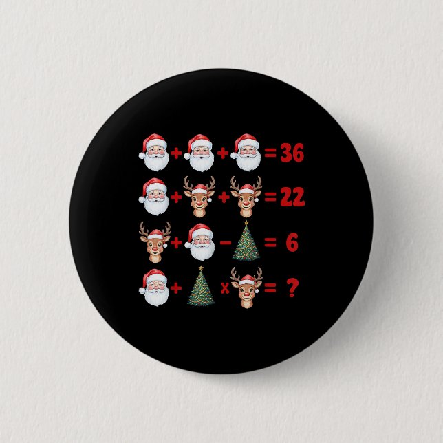 Badge Rond 5 Cm Drôle 67 Meme Noël Prof de maths Santa Six Sept (Devant)
