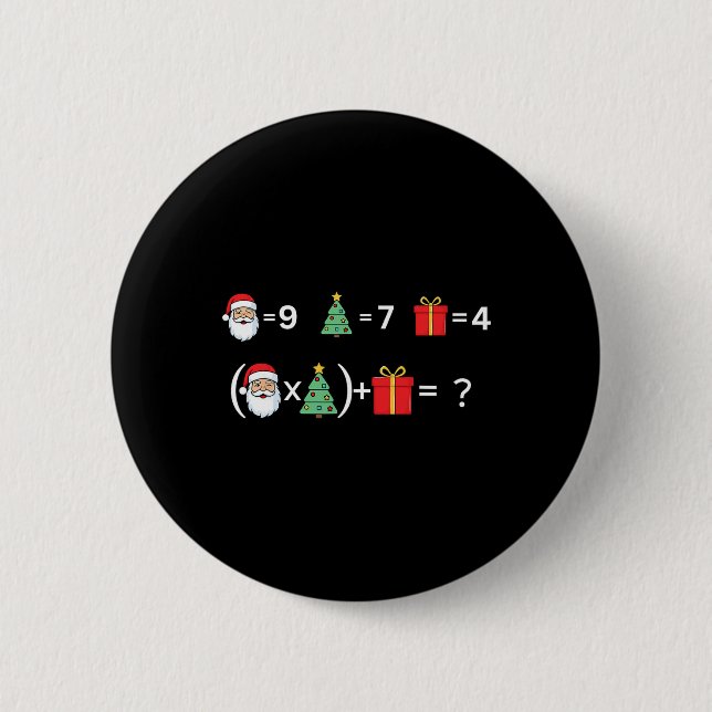 Badge Rond 5 Cm Drôle 67 Meme Noël Prof de maths Santa Six Sept (Devant)