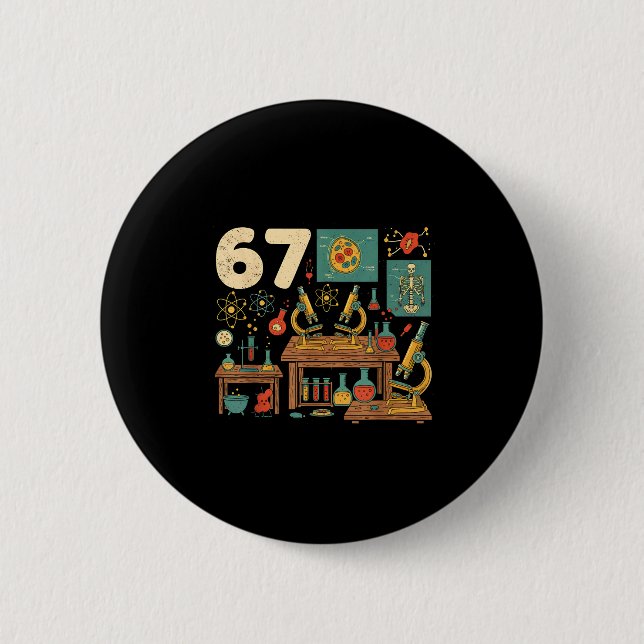 Badge Rond 5 Cm Drôle 67 Mème Prof de Science Élèves Six Sept M (Devant)