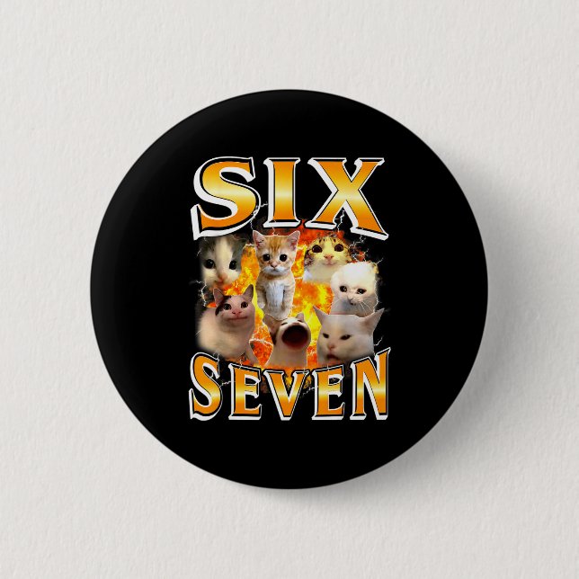 Badge Rond 5 Cm Drôle 67 Mème Six Sept Chat Mème Drôle Bootleg Gra (Devant)