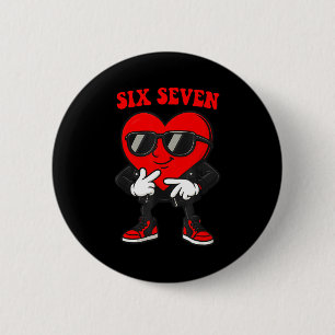 Badge Rond 5 Cm Drôle 6 7 Mème Cœur Gen Alpha Six Sept 67 Saint-Va