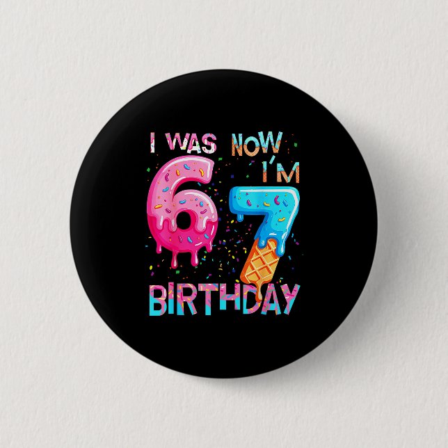 Badge Rond 5 Cm Drôle 7e Anniversaire Six Sept 6 (Devant)