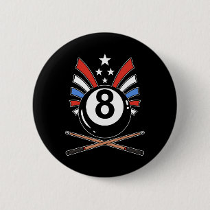 Badge Rond 5 Cm Drôle 8 Ball Billard Joueur Huit Ball Billi