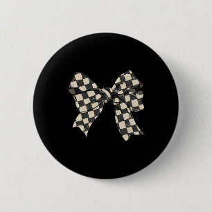 Badge Rond 5 Cm Drôle À damiers Coquette Bow Pour Hommes Femmes 1