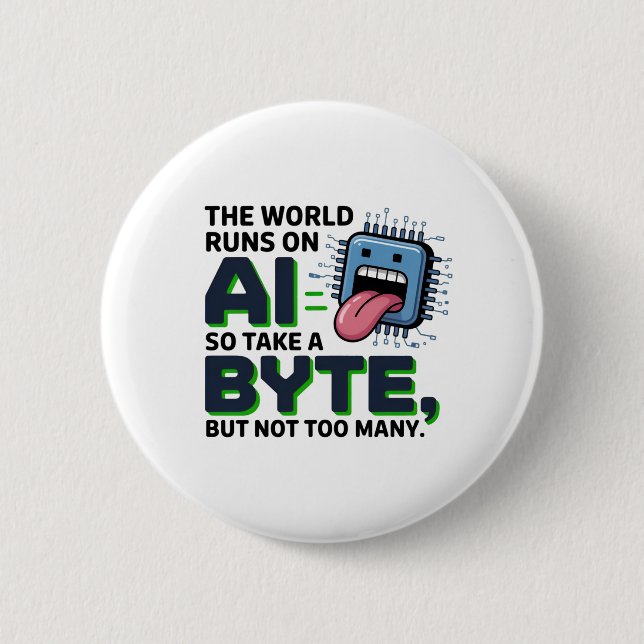 Badge Rond 5 Cm Drôle AI Byte Citation - Geek technique Humour (Devant)