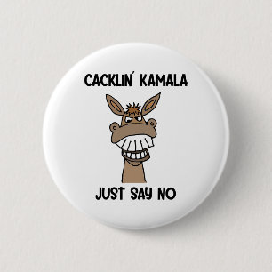 Badge Rond 5 Cm Drôle Anti Kamala Harris riant âne