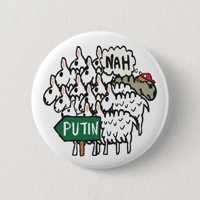 Badge Rond 5 Cm Drôle anti-Poutine (Devant)