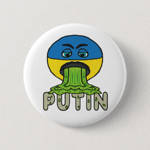 Badge Rond 5 Cm Drôle anti-Poutine Vomit Emoji