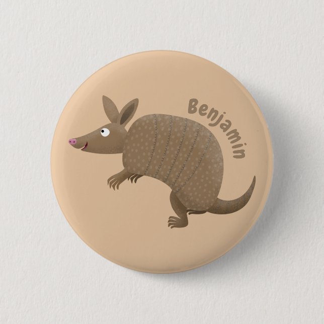 Badge Rond 5 Cm Drôle armadillo joyeux dessin animé (Devant)