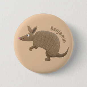 Badge Rond 5 Cm Drôle armadillo joyeux dessin animé