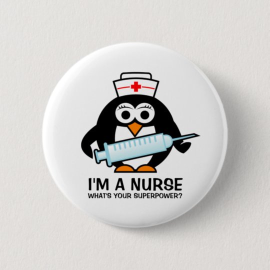 Badge Rond 5 Cm Drole Avec Infirmiere Pingouin Zazzle Fr