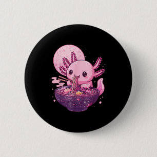 Badge Rond 5 Cm Drôle Axolotl Noodle Anime Kawaii Axolotl Manger R
