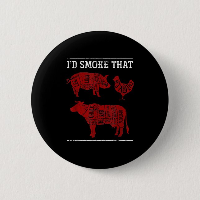 Badge Rond 5 Cm Drôle Barbecue-Cadeau Chef Bbq (Devant)