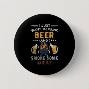 Badge Rond 5 Cm Drôle Barbecue Chef Bière fumée Viande Lover Citat