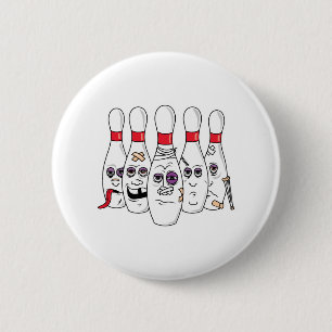 Badge Rond 5 Cm Drôle Beat Up Bowling Pins