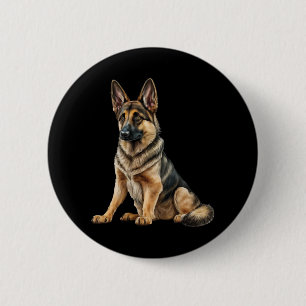 Badge Rond 5 Cm Drôle berger allemand chien Kawaii.