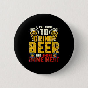 Badge Rond 5 Cm Drôle Bière Chef Barbecue Boire Viande Fumée Gif L