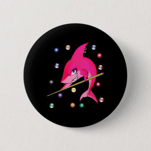 Badge Rond 5 Cm Drôle Billard piscine requin Femme