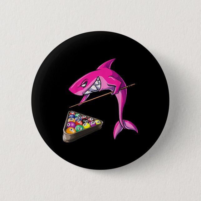 Badge Rond 5 Cm Drôle Billard piscine requin Femme (Devant)
