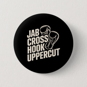 Badge Rond 5 Cm Drôle Boxe Gym Jab Cross Hook Uppercut Pour Femmes