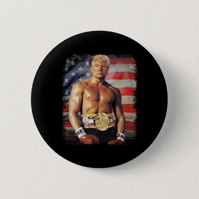 Badge Rond 5 Cm Drôle Boxer Trump Trump Rocky Meme (Devant)